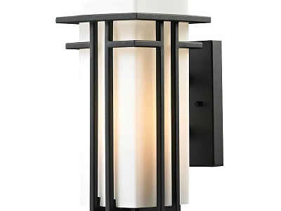 Modern Geometric Wall Lamp With Black Metal Frame And White Lampshade 3d model