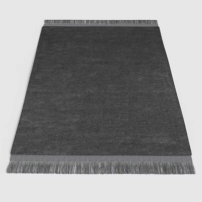 Soft Dark Gray Square Rug With Fringe Edge And Plush Surface Texture 3d model