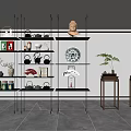 New Ornaments Combination Bookshelf Bookcase Teapot 3d model