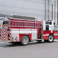 Red And White E6 Fire Truck With Ladder And Emergency Vehicle Features