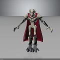 Mechanical Robot Character With White Body Red Cape And Metallic Joints Design