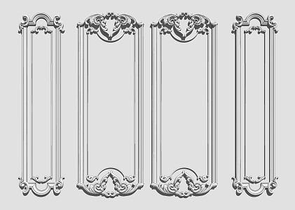 European-style line clapboard plaster line 3d model