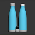 Two Blue Vacuum Insulated Water Bottles With Stainless Steel Lids For Daily Use