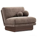 Modern Light Gray Accent Chair with Two Spherical Cushions and Wooden Base Design