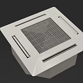 White Square Ceiling Mounted Air Conditioner Fan With Grid Ventilation Design 3d model