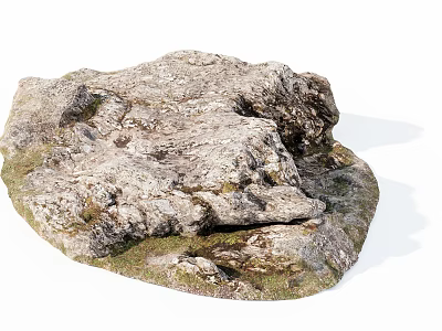 Natural Stone And Wood Materials With Textured Surfaces And Mossy Accents For Decor 3d model