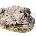 Natural Stone And Wood Materials With Textured Surfaces And Mossy Accents For Decor