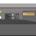 Modern Restaurant Interior With Marble Front Desk Wooden Ceiling Red Walls And Green Plants