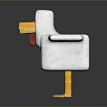 Plush Block 3D Duck Model With White Body Yellow Beak Red Detail And Yellow Feet