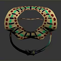 Fan Shaped Multicolored Headpiece and Bracelet with Central Ornament Design