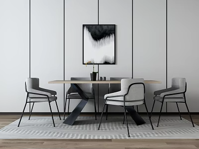 Modern Dining Table Chair Combination Dining Table Chair 3d model