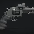 Detailed Black Revolver With Single Bullet Next To It Isolated On Dark Background