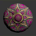 Decorative Daily Use Bottle with Purple Top Golden Neck Colorful Enamel and Gemstone Inlays