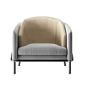 Modern Single Sofa with Beige Backrest and Gray Cushion Metal Legs