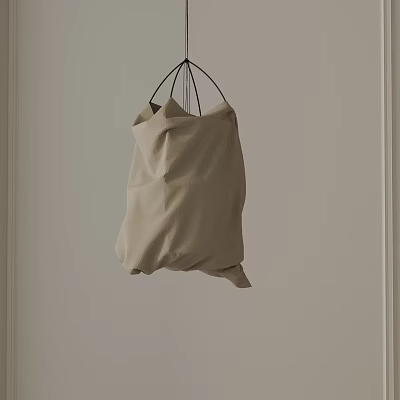 Minimalist Beige Fabric Pendant Light With Black Metal Frame For Indoor Interior 3d model Minimalist Beige Fabric Pendant Light With Black Metal Frame For Indoor Interior 3d model