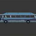 Vibrant Blue Bus With Transparent Windows And Sleek Roof Design