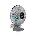 Rowenta Desktop Air Cooler Fan With Mesh Cover Blue Blades And Grey Base