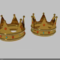 Golden Crown Jewelry With Red And Blue Gemstones And Decorative Edges