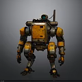 Futuristic Orange And Gray Robot With Mechanical Structure And Camera Antenna