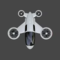 Futuristic Electric Flying Vehicle With White Body And Four Propellers Cabin Design 3d model