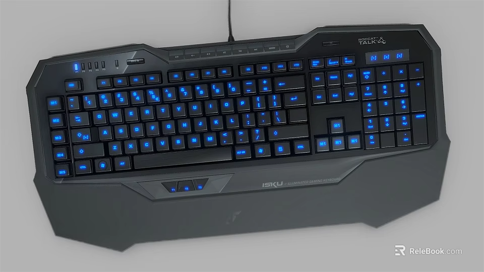 Wired Mechanical Gaming Keyboard With Blue Backlight And Ergonomic Design 3d model
