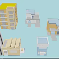 Colorful Multi Storey Architectural Building Models With Balconies Chimneys And Hotel Design