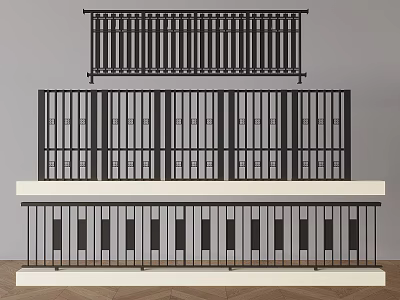 Black Metal Railings with Different Vertical Bar Designs and Various Styles 3d model