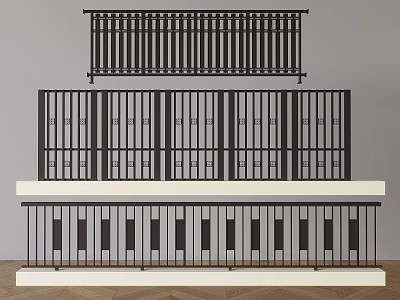 Wrought Iron Fence Guardrail Railing 3d model