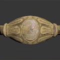 Gold Ring With Pink Opal Stone And Intricate Decorative Details 3d model