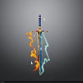 Vibrant Mythical Sword Design With Flame Effects And Lightning Elements