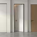 Modern Minimalist Hinged Doors White And Wood Grain With Black Frames Interior Design 3d model