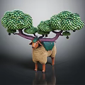 Enchanting Sheep Character With Tree Covered Purple Horns And Green Leafy Foliage