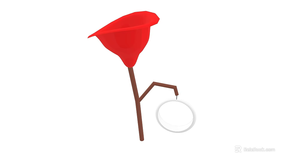 Colorful Playground Equipment With Red Funnel Shaped Top Brown Pole And Hanging White Ring Design 3d model 