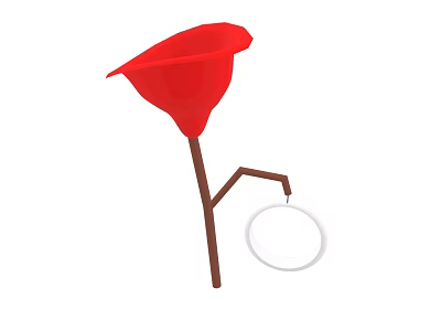 Colorful Playground Equipment With Red Funnel Shaped Top Brown Pole And Hanging White Ring Design 3d model