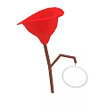 Colorful Playground Equipment With Red Funnel Shaped Top Brown Pole And Hanging White Ring Design