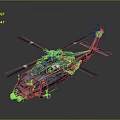 Teal 3D Rendered Helicopter With Rotors And Red Emblem On Dark Background