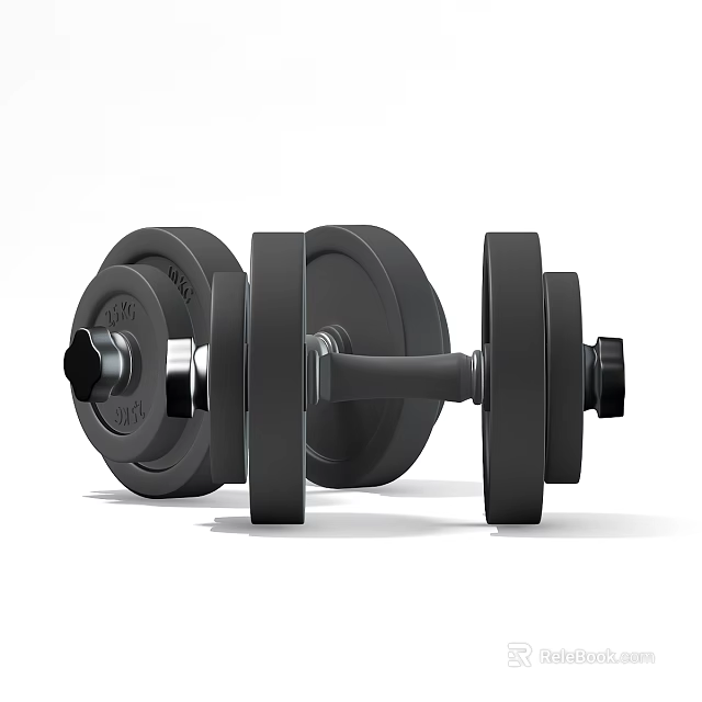 Black Adjustable Dumbbell Fitness Equipment With Weight Plates And Metal Handle 3d model 