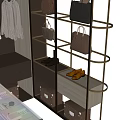 Modern Wardrobe Interior Design With Glass Doors Hanging Clothes Bags And Shoes