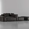 Modern Black Leather Sectional Sofa With Modular Seats And Ottoman 3d model