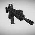 Black Tactical Rifle with Scope Magazine and Modern Military Design