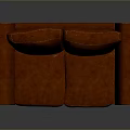 Orange Leather Two Seater Sofa With Modern Design And Stitching Details