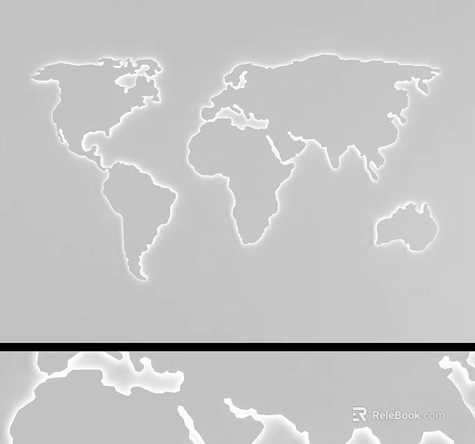 Illuminated World Map Lightbox With Stylish Design And Detailed Geographic Print 3d model 