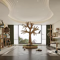 Warm Natural Children's Play Area With Wooden Tree Structure And Play Facilities