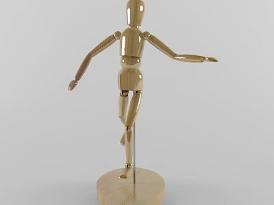Wooden Mannequin Figurine Decorative Set With Base For Home 3d model