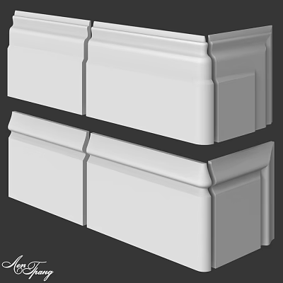 White Decorative Architectural Components With Smooth Finish For Interior Walls 3d model