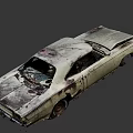 Rusty Old Classic Car With Worn Body And Missing Windows On Gray Background 3d model