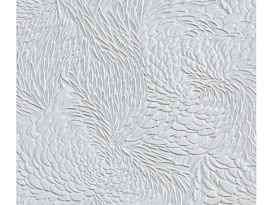 White Textured Decorative Surface With Intricate Feather Like Embossed Patterns 3d model