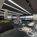 Modern Fitness Gym Interior With Bright Lighting Various Workout Equipment And Patterned Flooring