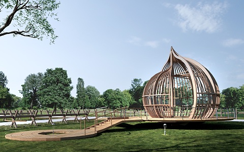 Tree House Construction Wooden House Construction Ecological Construction Camp Tree House 3d model