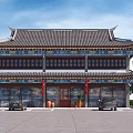 Traditional Ancient Chinese Architecture With Overhanging Eaves Tiled Roof And Intricate Carvings